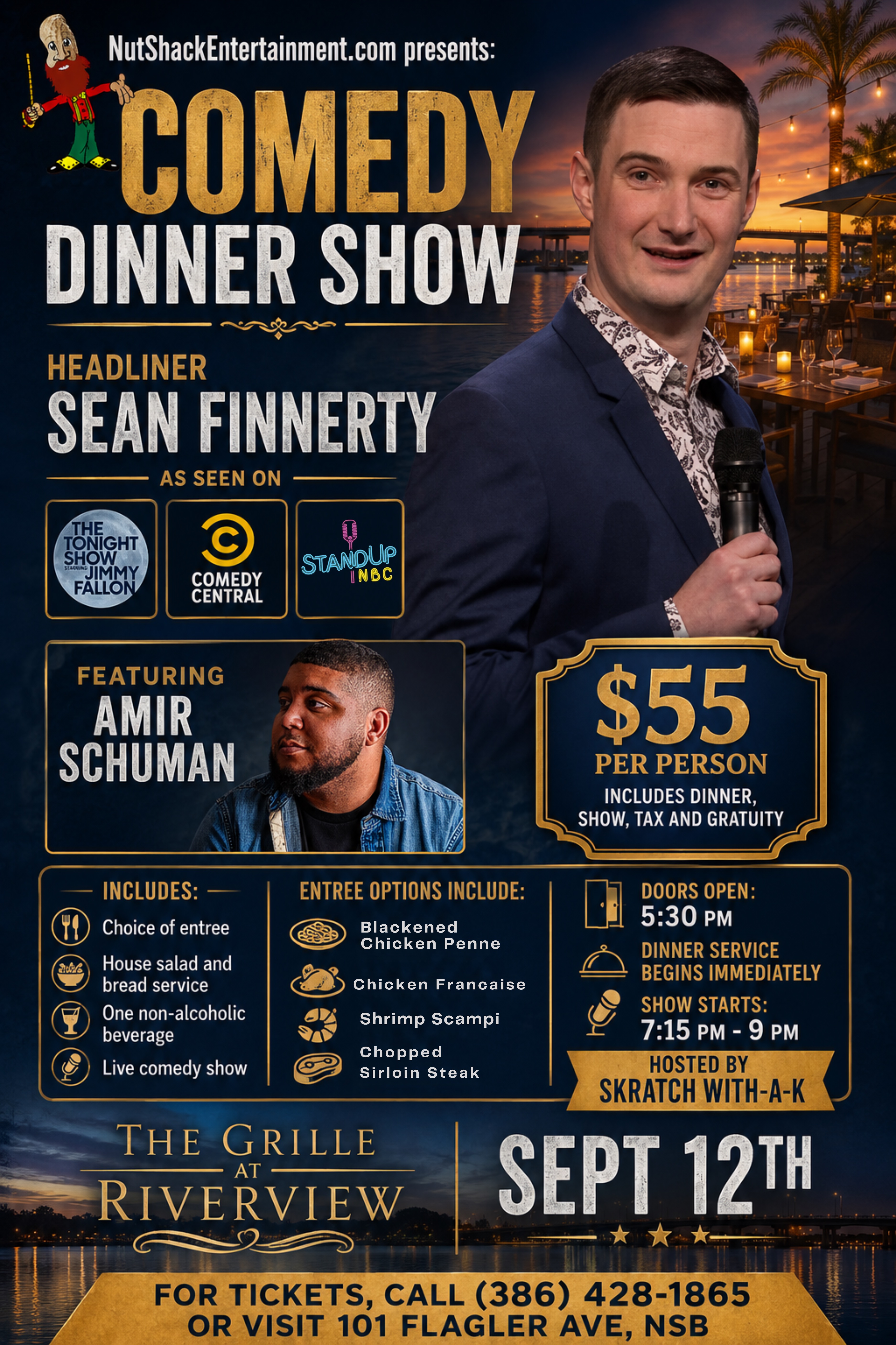 comedy show flyer with man 