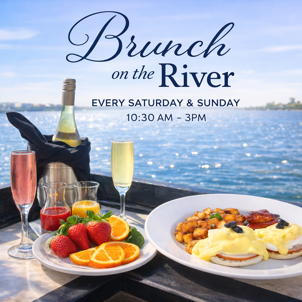 mimosas and eggs Benedict served at Sunday brunch