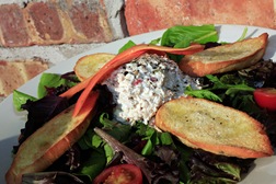 Shrimp salad with crostinis